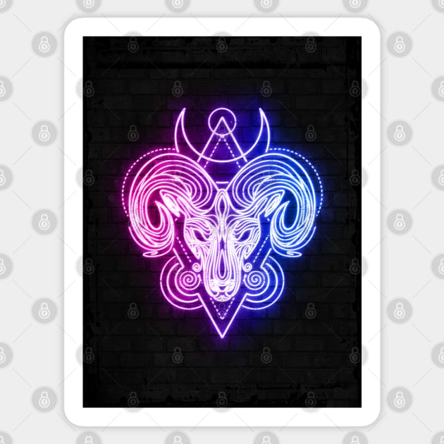 Aries neon sign Sticker by PrintstaBee